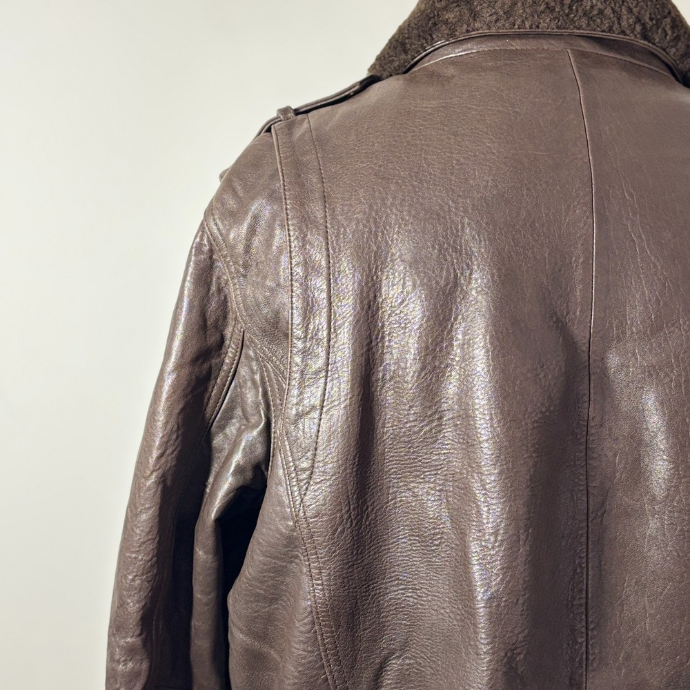 Wilsons Leather Bomber Jacket Brown Shearling Collar XL Men's Flight Style - Picture 7 of 16
